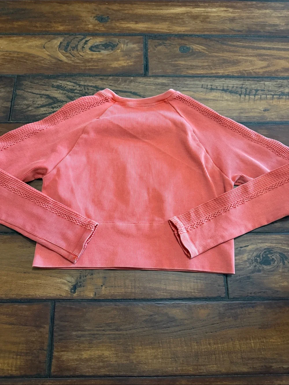 aerie Coral Long-Sleeve Crop Top